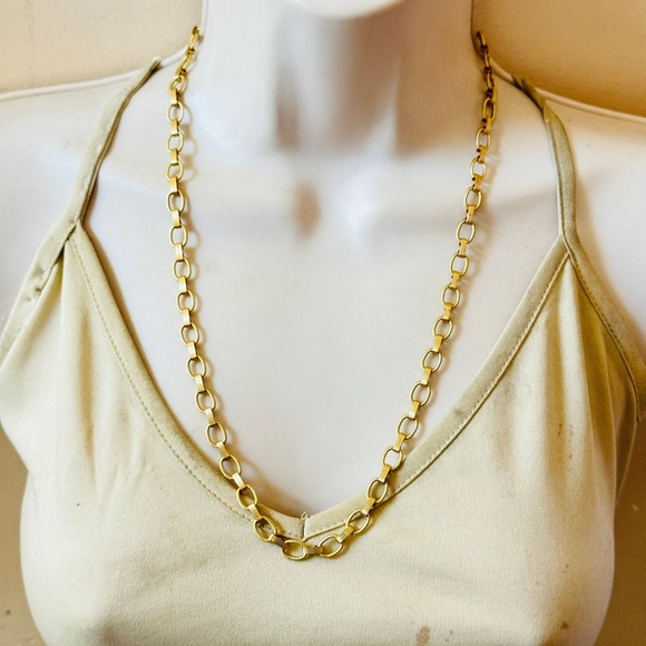 VTG 80s Givenchy bar curved Link chain necklace gold Statement high end 22"L - Picture 5 of 8